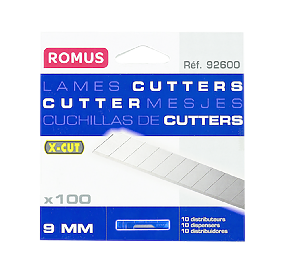 |92600| LAMES CUTTER 9 MM X-CUT BOITE 100 LAMES