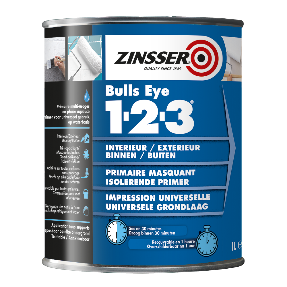 |850.BE.1| ZINSSER BULLS EYE 1-2-3  - BLANC- 1L