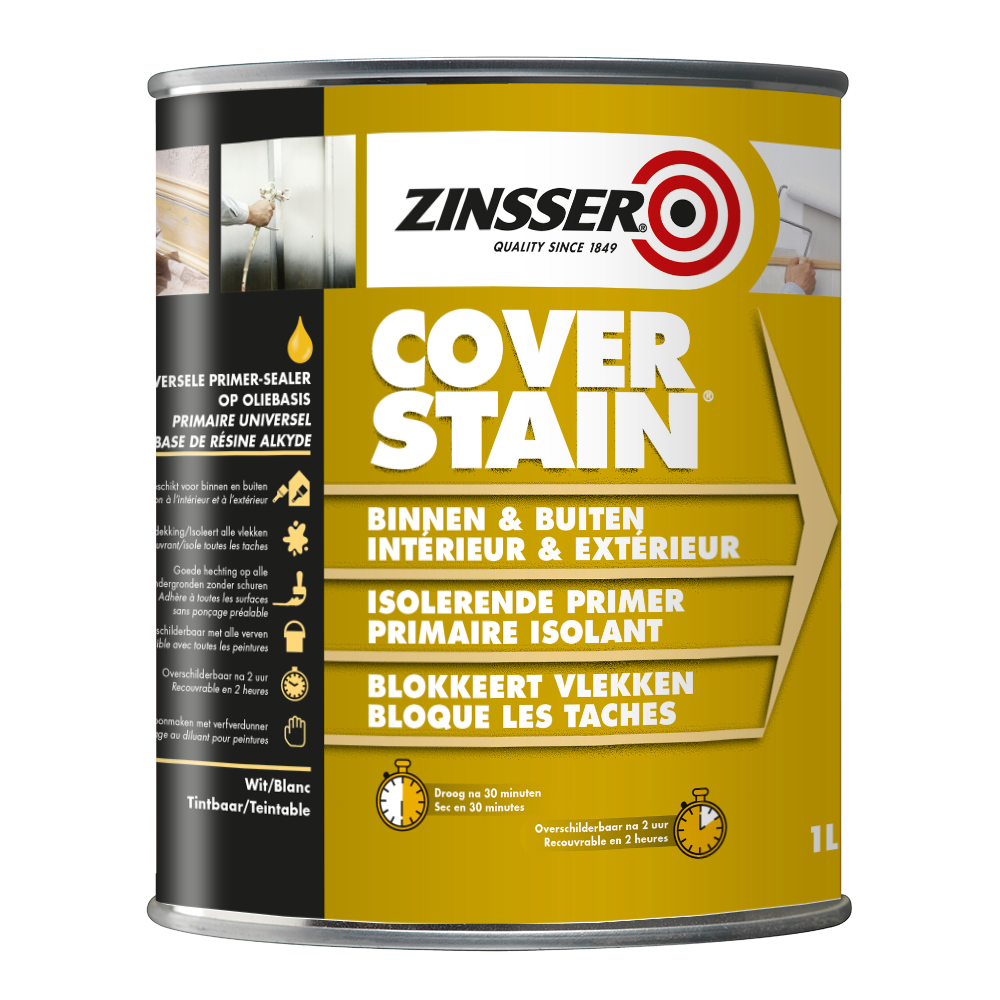 |856.BE.1| ZINSSER COVER STAIN - BLANC - 1L